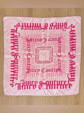 Juicy Couture Pink Logo Silk-Feel Satin Scarf Y2K